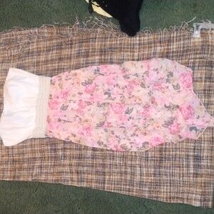 Chic Strapless Floral Dress in Pink and White